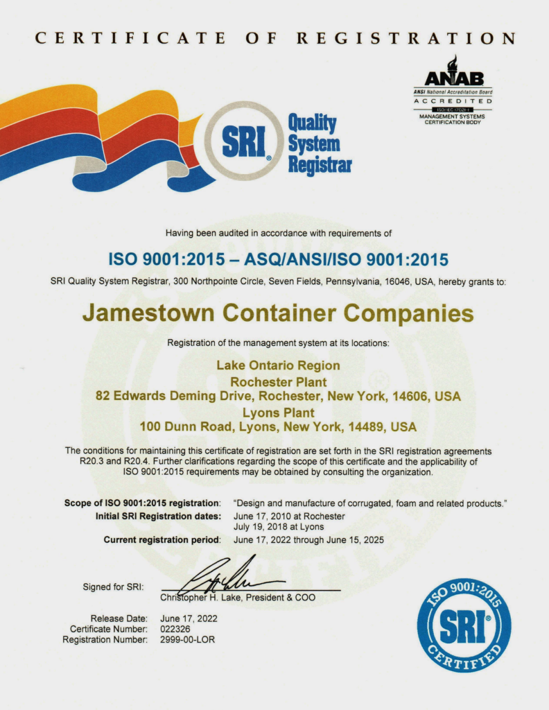 Lake Ontario Region ISO Certification